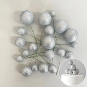 Glitter Silver Foam Ball Topper 20 Pack