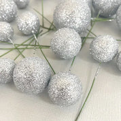 Glitter Silver Foam Ball Topper 20 Pack