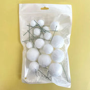 Glitter White Foam Ball Topper 20 Pack