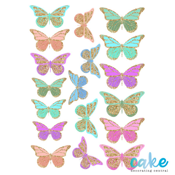 Glitter Butterflies Wafer Paper