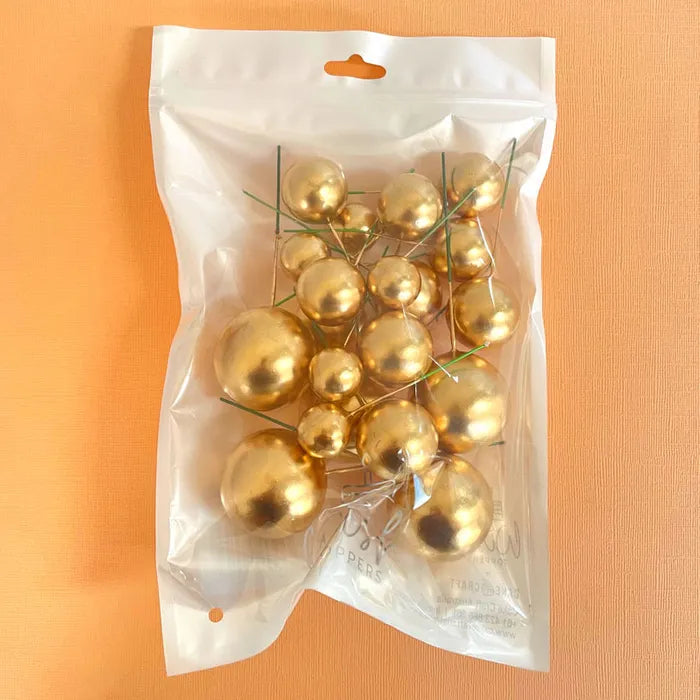 Gold Foam Ball Topper 20 Pack