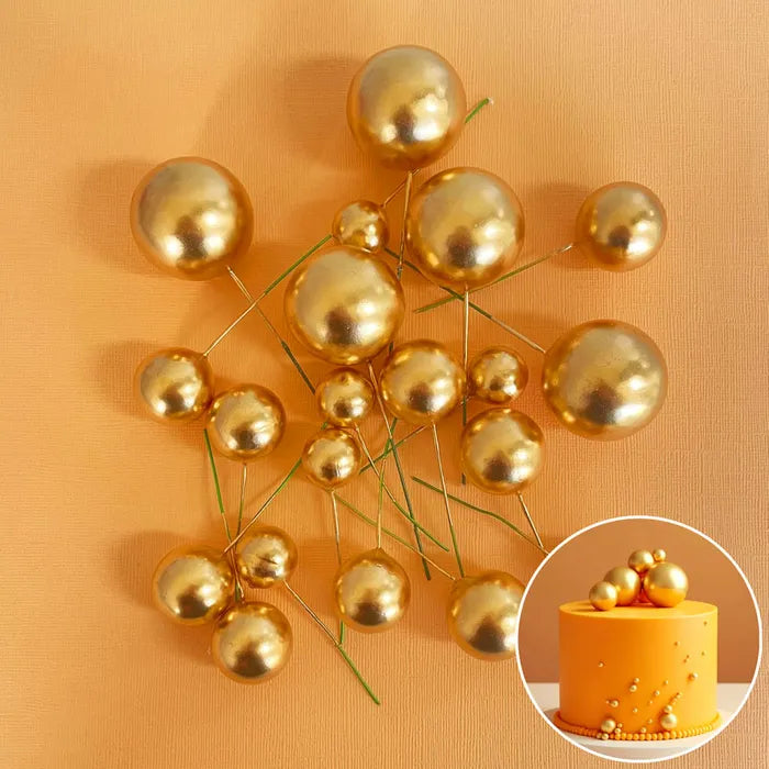 Gold Foam Ball Topper 20 Pack