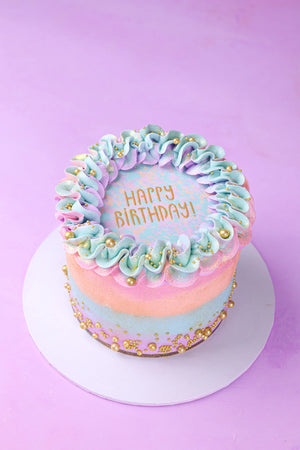 Buttercream Airbrush Rainbow Cake Lettering Birthday Handwriting