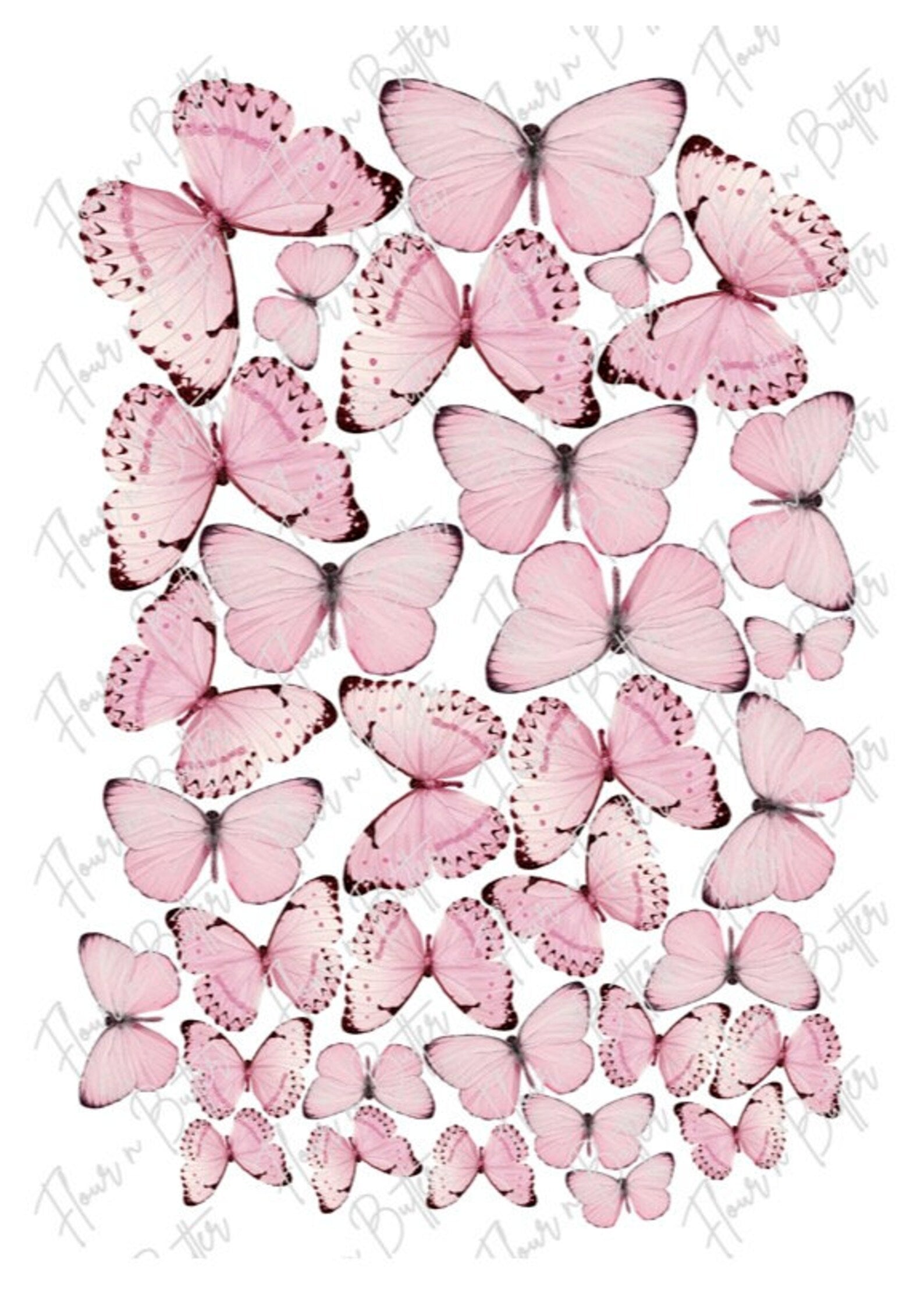 PRETTY PINK BUTTERFLIES WAFER PAPER