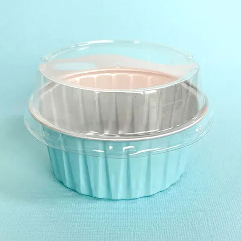 FOIL BLUE ROUND BAKING CUP WITH LID 10 PACK