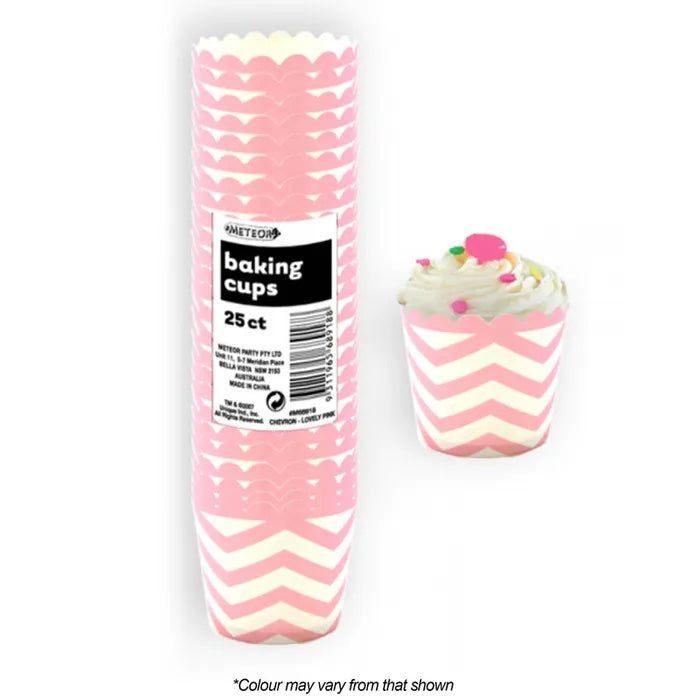 CHEVRON BAKING CUPS LOVELY PINK PK 25