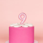 No 9 Pink Metallic Balloon Candle