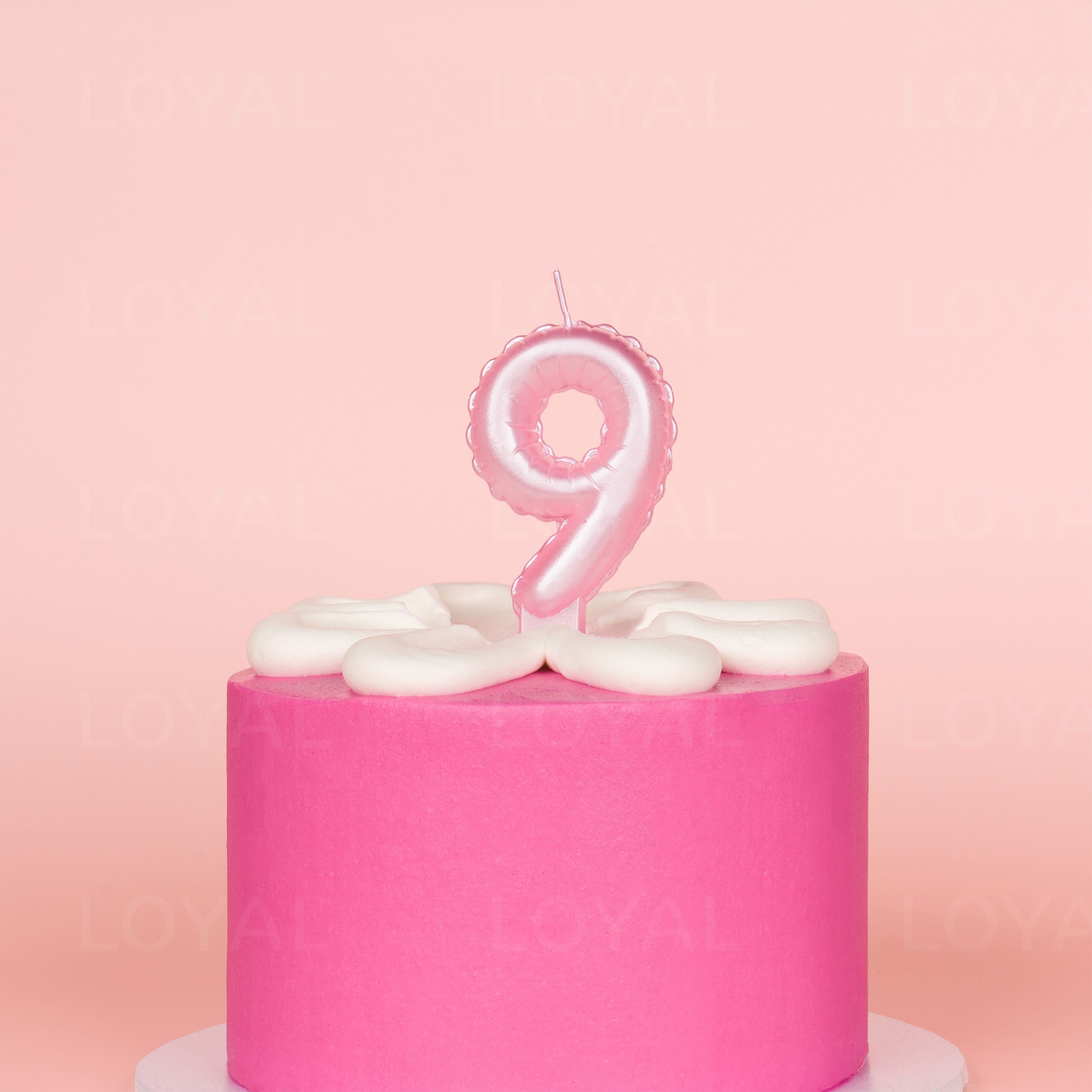 No 9 Pink Metallic Balloon Candle
