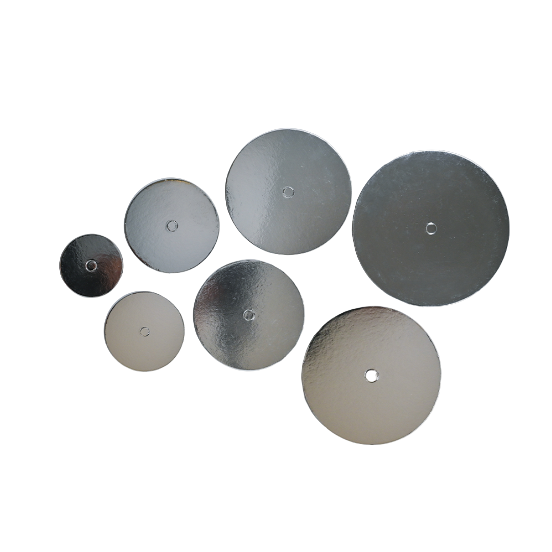 ROUND 9 INCH SILVER CENTRE HOLE PERFORATED CAKE BOARD