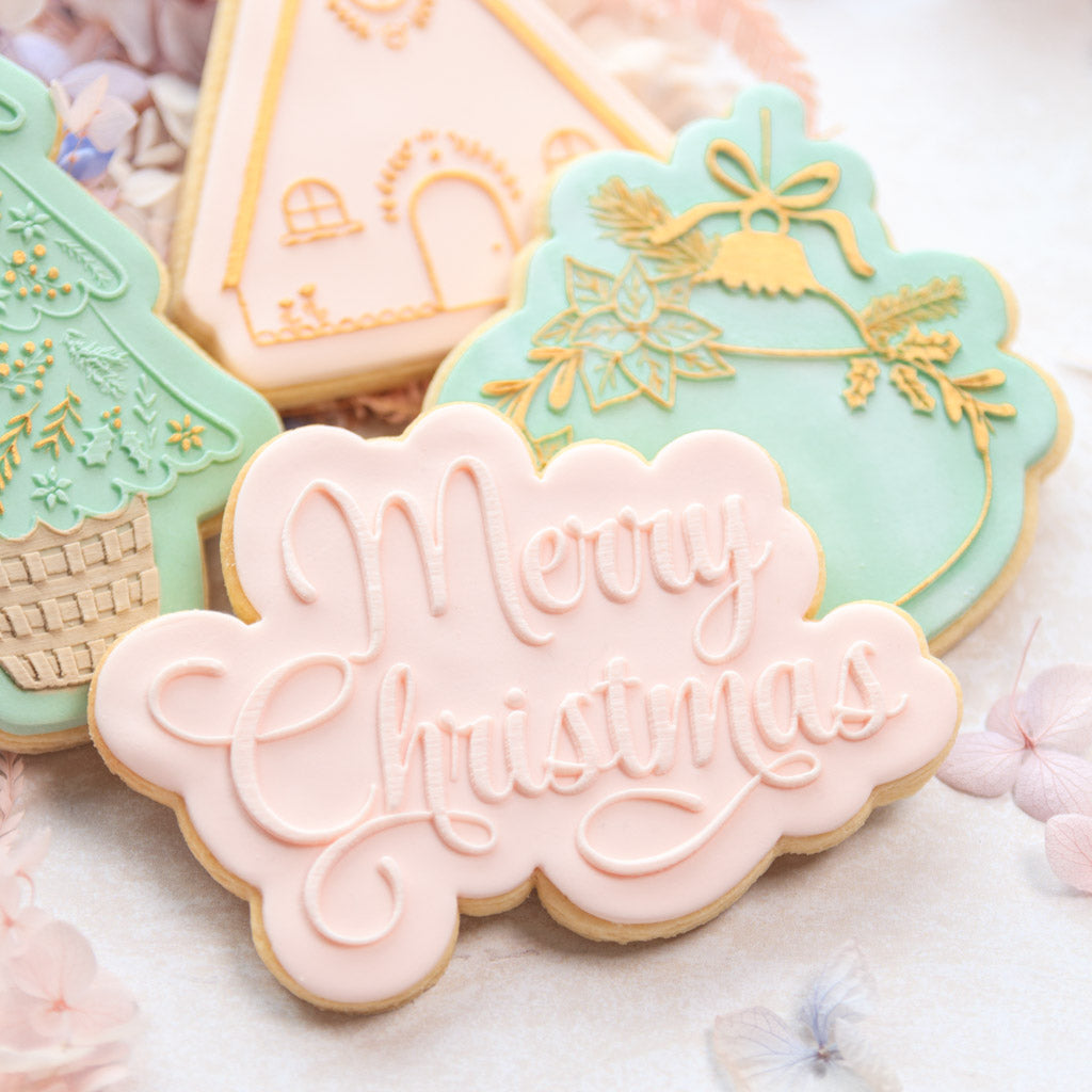 Lulu & Stone LARGE MERRY CHRISTMAS COOKIE STAMP + CUTTER SET