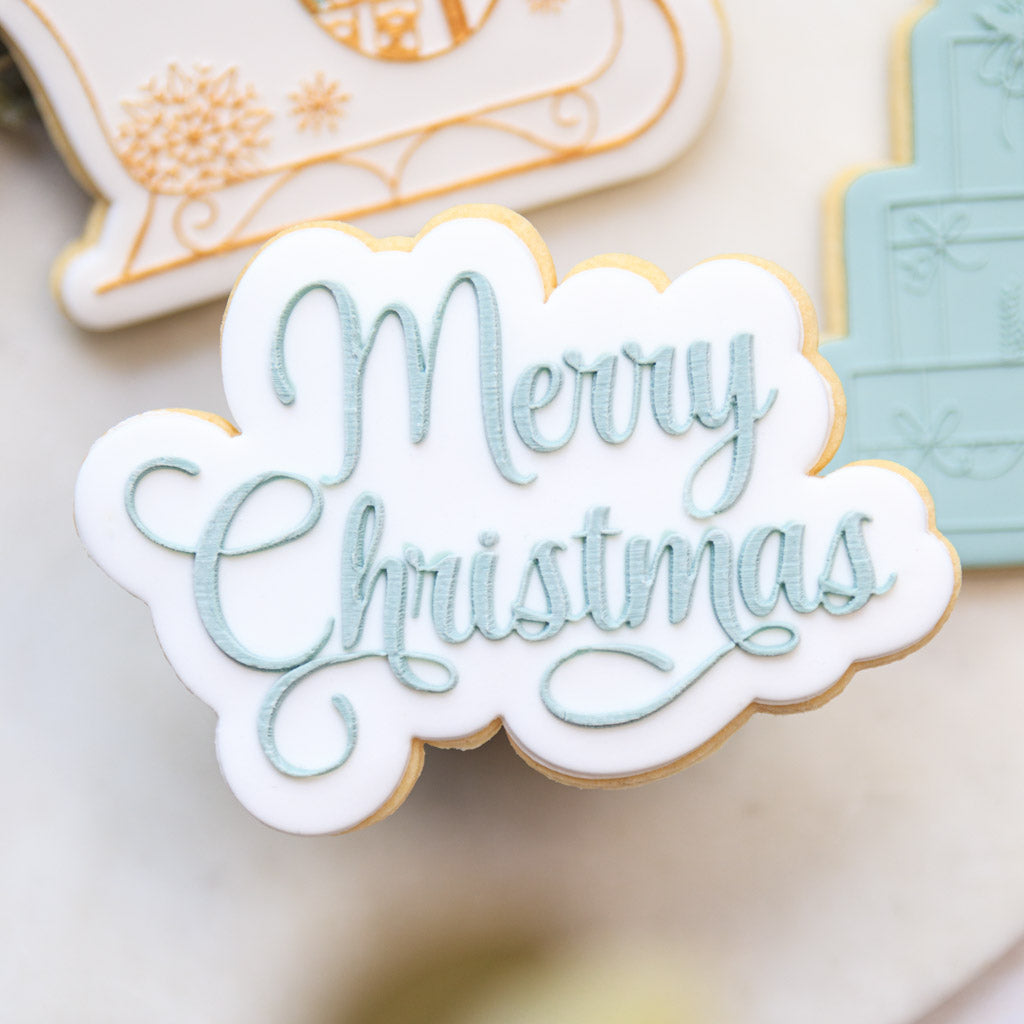 Lulu & Stone LARGE MERRY CHRISTMAS COOKIE STAMP + CUTTER SET