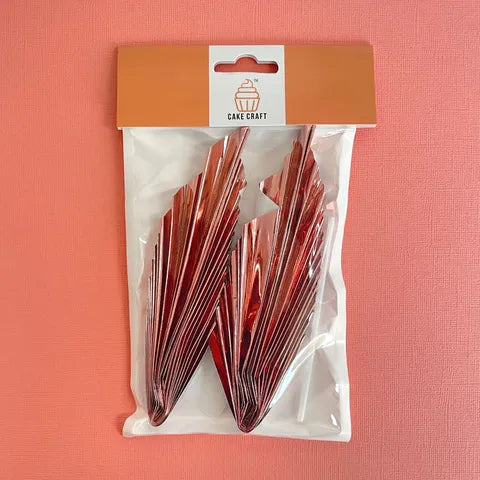 Metallic Rose Gold Fan Topper Set 2 Piece