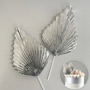 Metallic Silver Fan Topper Set 2 Piece