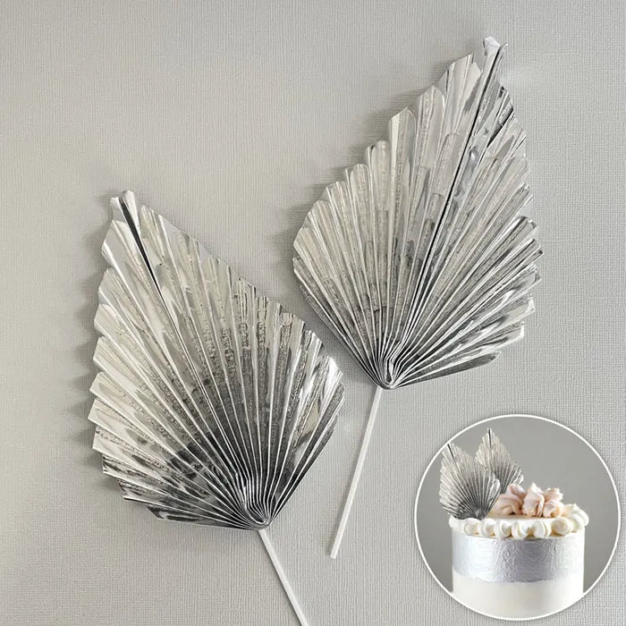 Metallic Silver Fan Topper Set 2 Piece