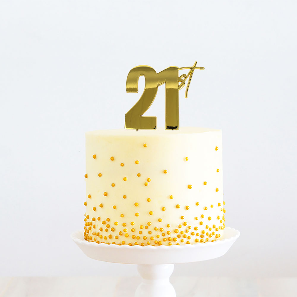 21st Gold Metal Cake Topper