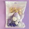 PURPLE, WHITE &amp; GOLD FOAM BALL TOPPER 32 PACK
