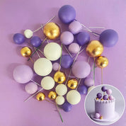 Purple, White & Gold Foam Ball Topper 32 Pack