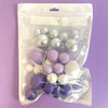PURPLE, WHITE &amp; SILVER FOAM BALL TOPPER 32 PACK