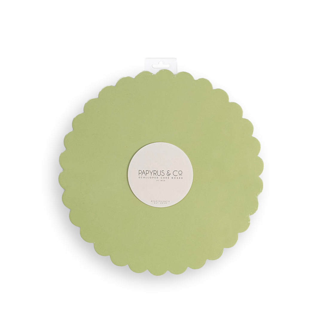 10in SCALLOPED CAKE BOARD - PASTEL GREEN
