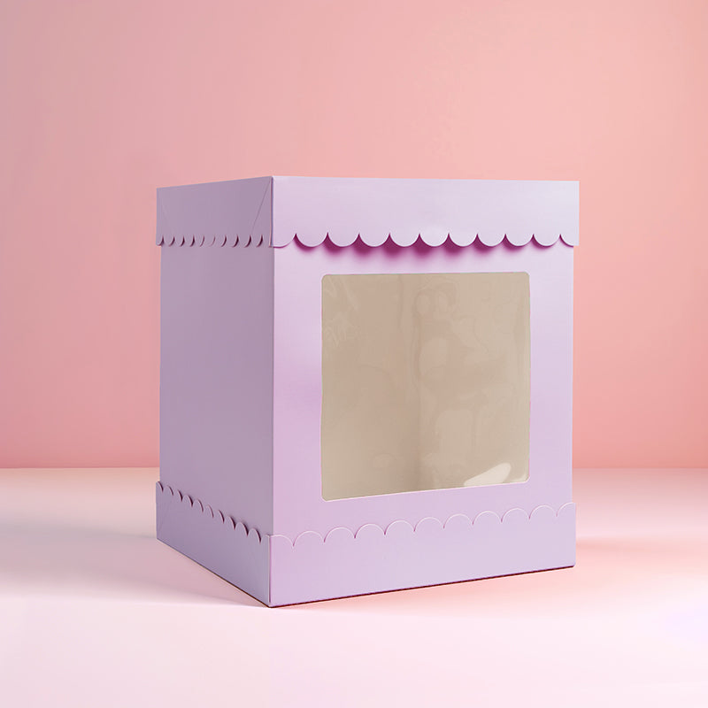 10in X 12in TALL SCALLOPED CAKE BOX - PASTEL LILAC
