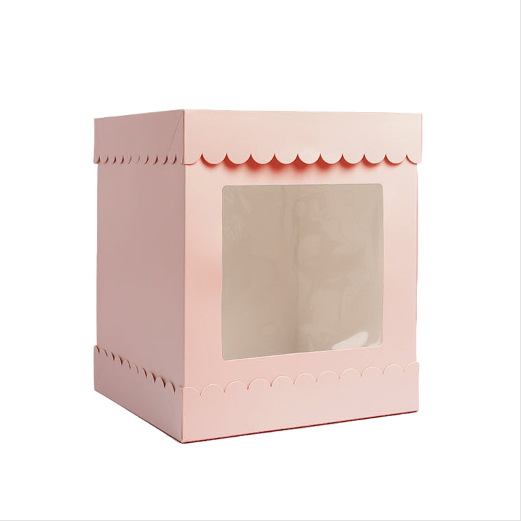 10in X 12in TALL SCALLOPED CAKE BOX - PASTEL PINK