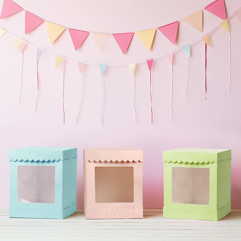 10in X 12in Tall Pastel Pink Scalloped Cake Box