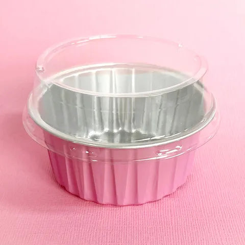 FOIL PINK ROUND BAKING CUP WITH LID 10 PACK