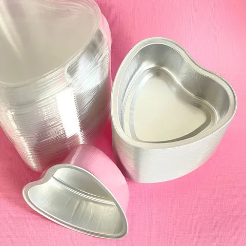 FOIL PINK HEART BAKING CUP WITH LID 10 PACK