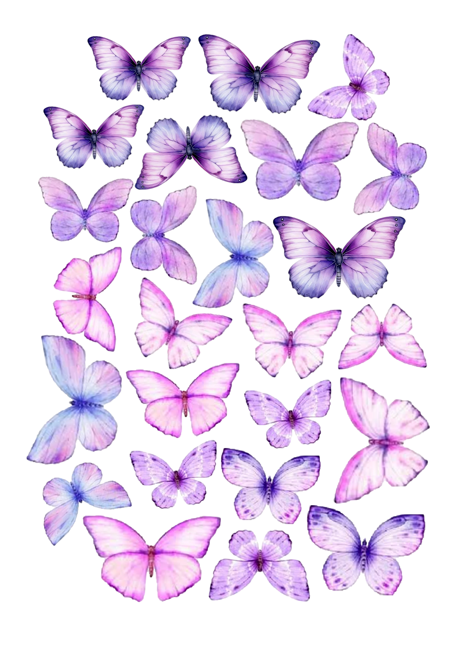 PURPLE BUTTERFLIES 24 PCE WAFER PAPER