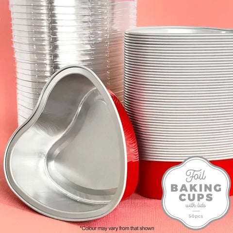 FOIL RED HEART BAKING CUP WITH LID10 PACK