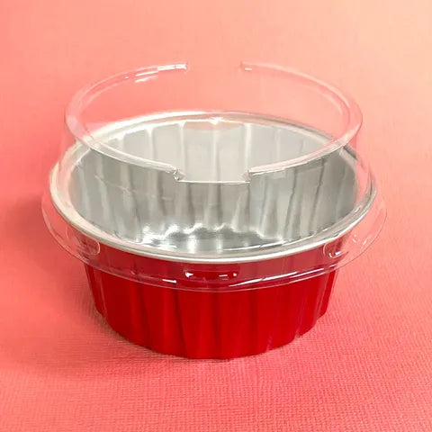FOIL RED ROUND BAKING CUP WITH LID R 10 PACK