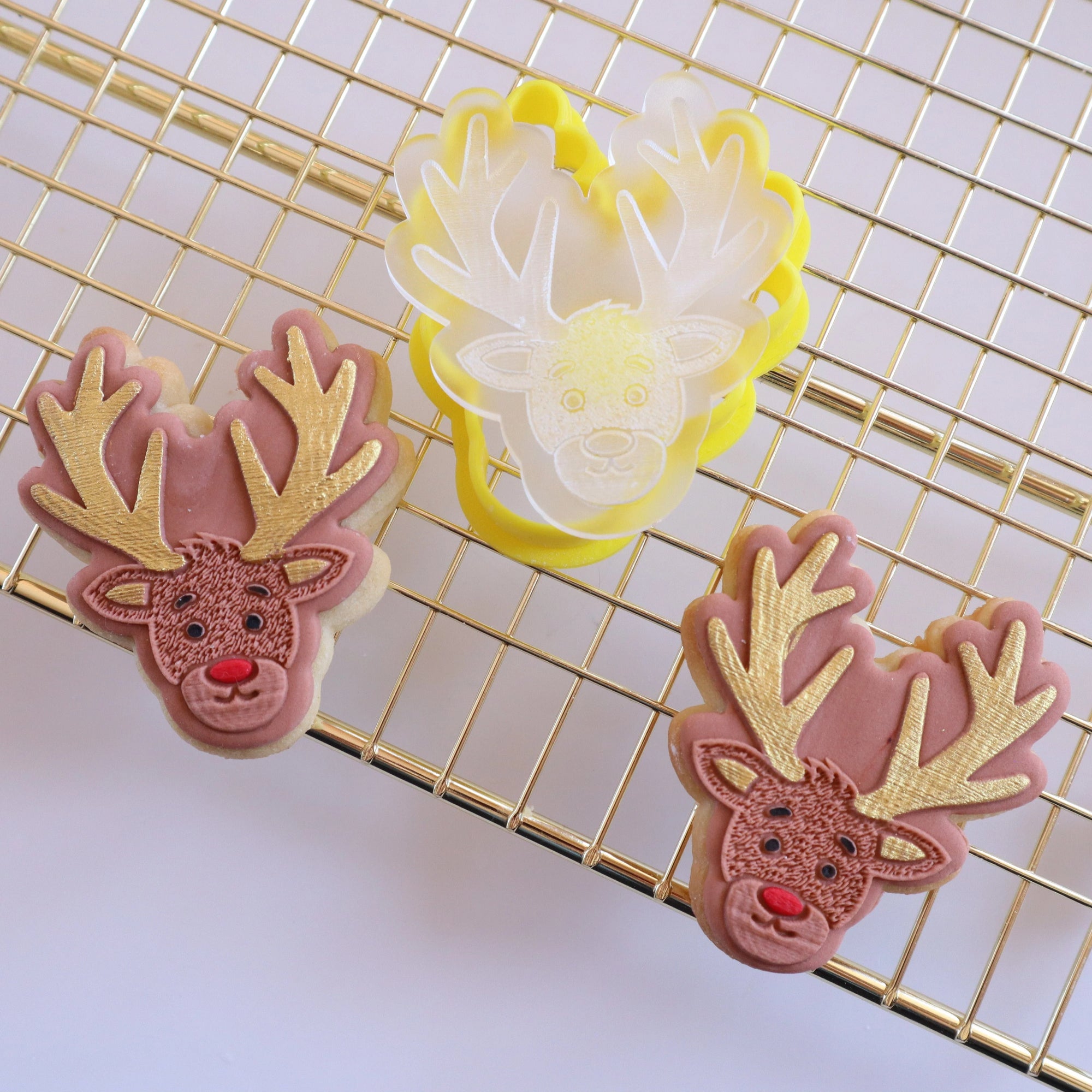 Mini Reindeer Cookie Cutter & Debosser Set