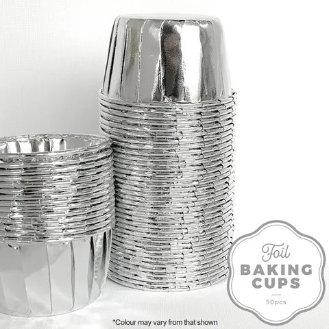 FOIL ROUND BAKING CUP SILVER 50 PACK