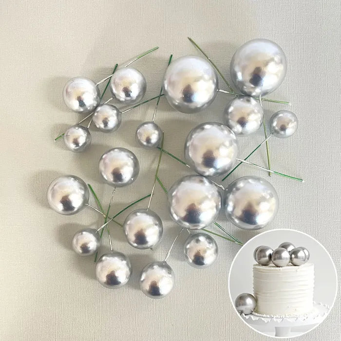 Silver Foam Ball Topper 20 Pack