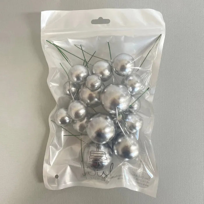 Silver Foam Ball Topper 20 Pack