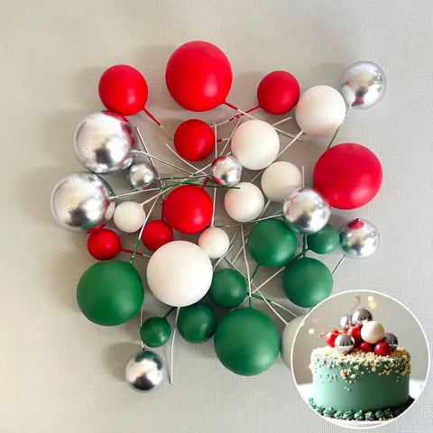SILVER CHRISTMAS FOAM BALL TOPPER 32 PACK