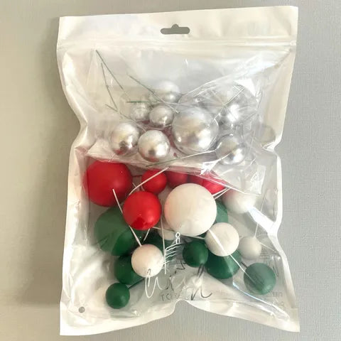 SILVER CHRISTMAS FOAM BALL TOPPER 32 PACK