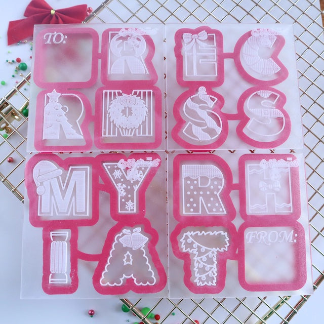 MERRY CHRISTMAS Cookie Debosser & Cutter Set by The Confectionist