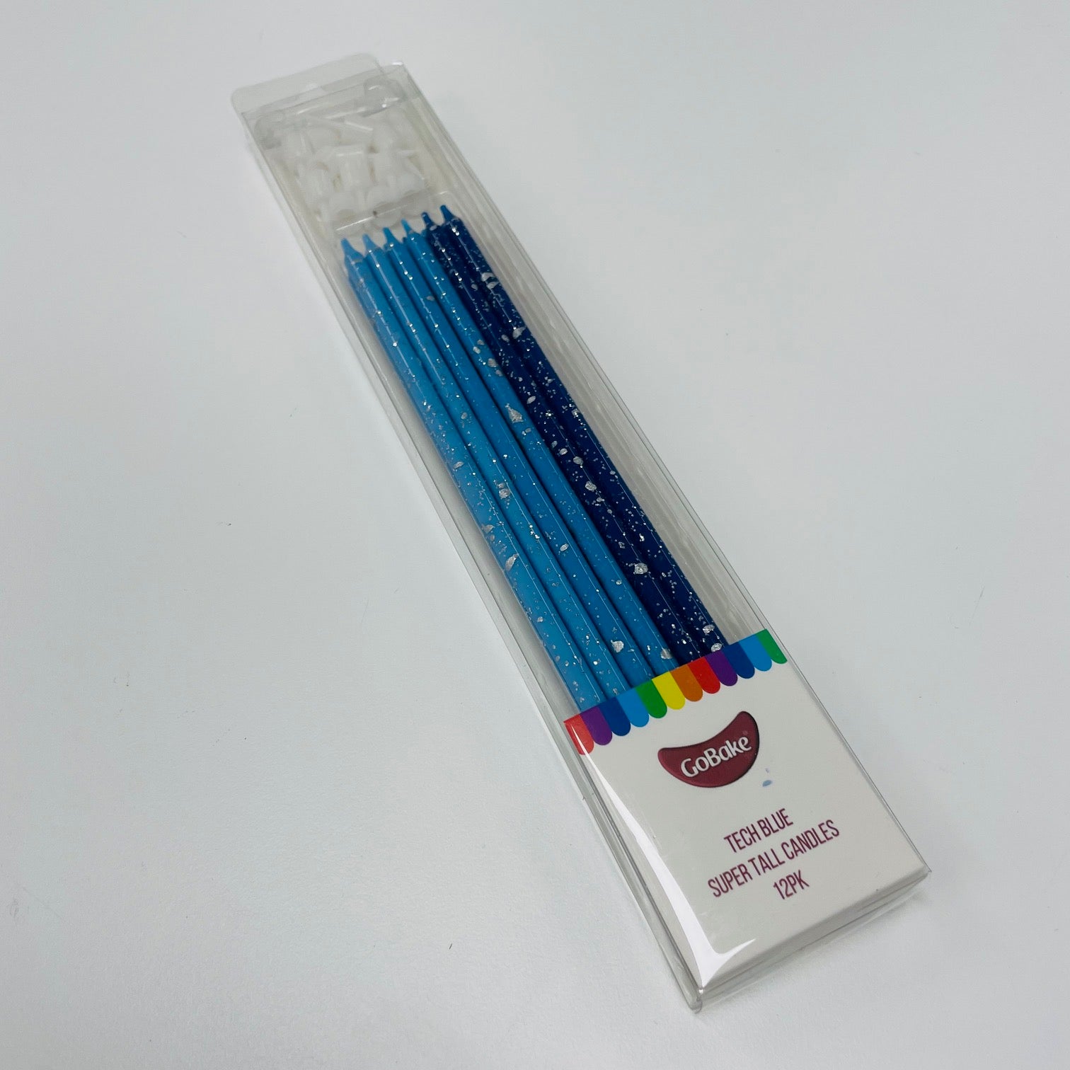 Tech Blue Splatter Super Tall Candles 12pk