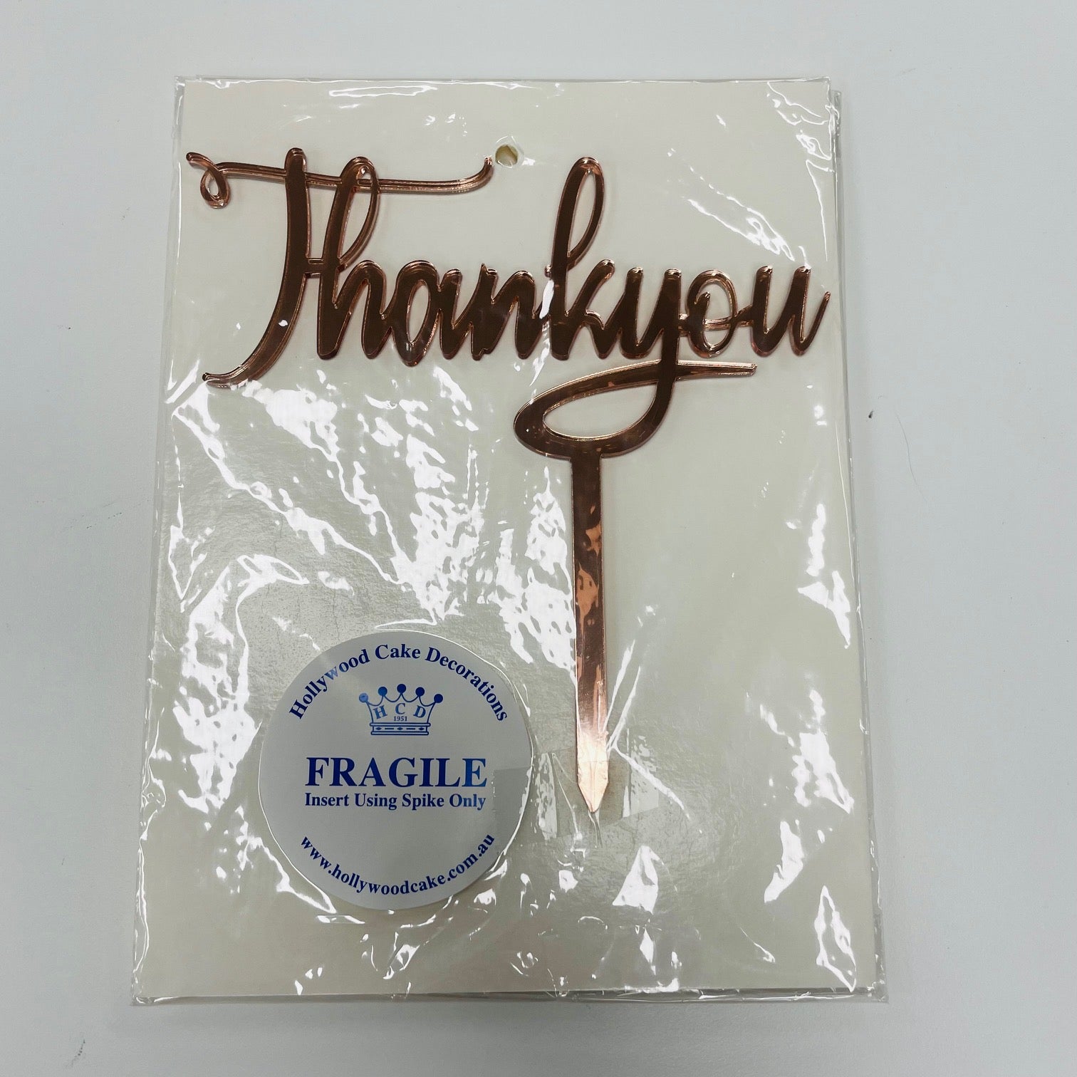 THANKYOU Rose Gold Mirror Cake Topper