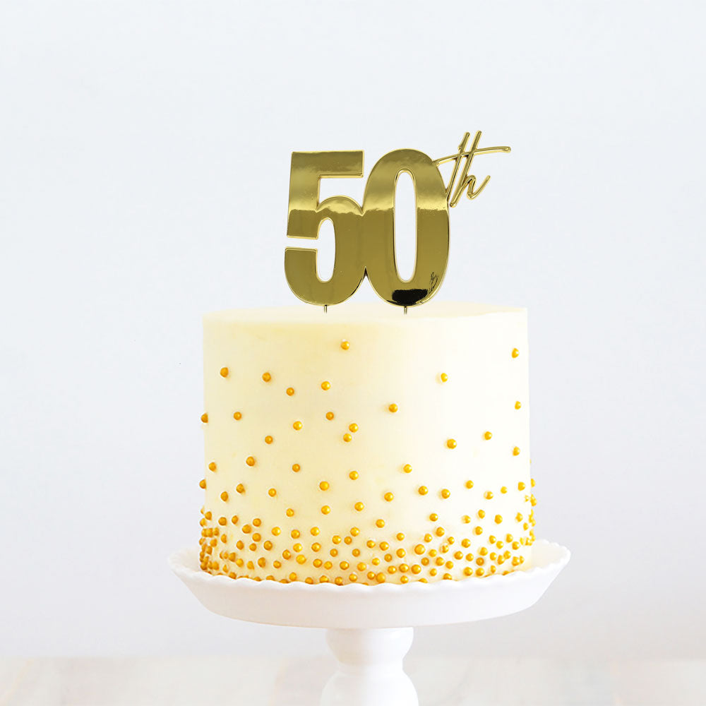 50th Gold Metal Cake Topper