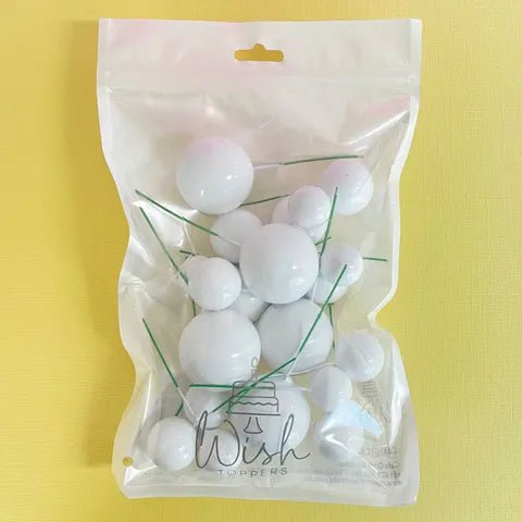 White Foam Ball Topper 20 Pack