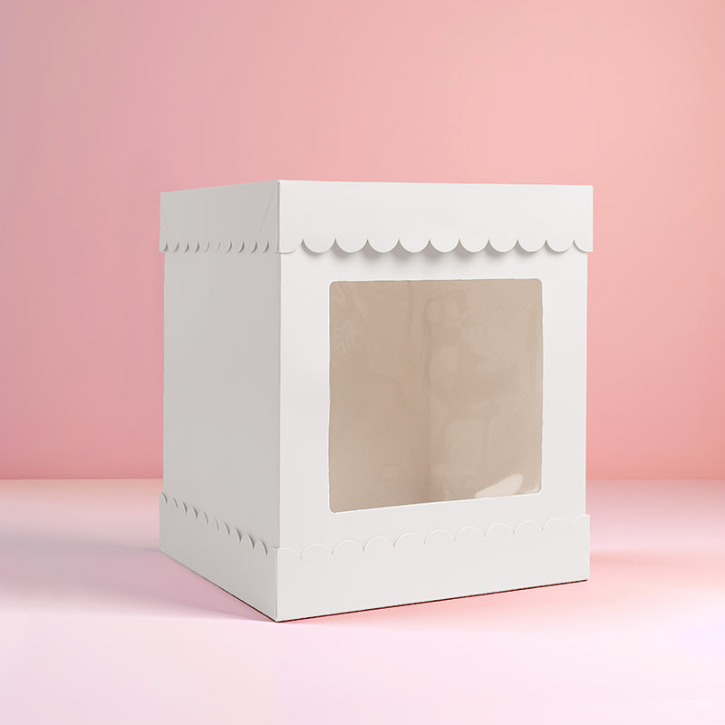 10in X 12in TALL SCALLOPED CAKE BOX - WHITE