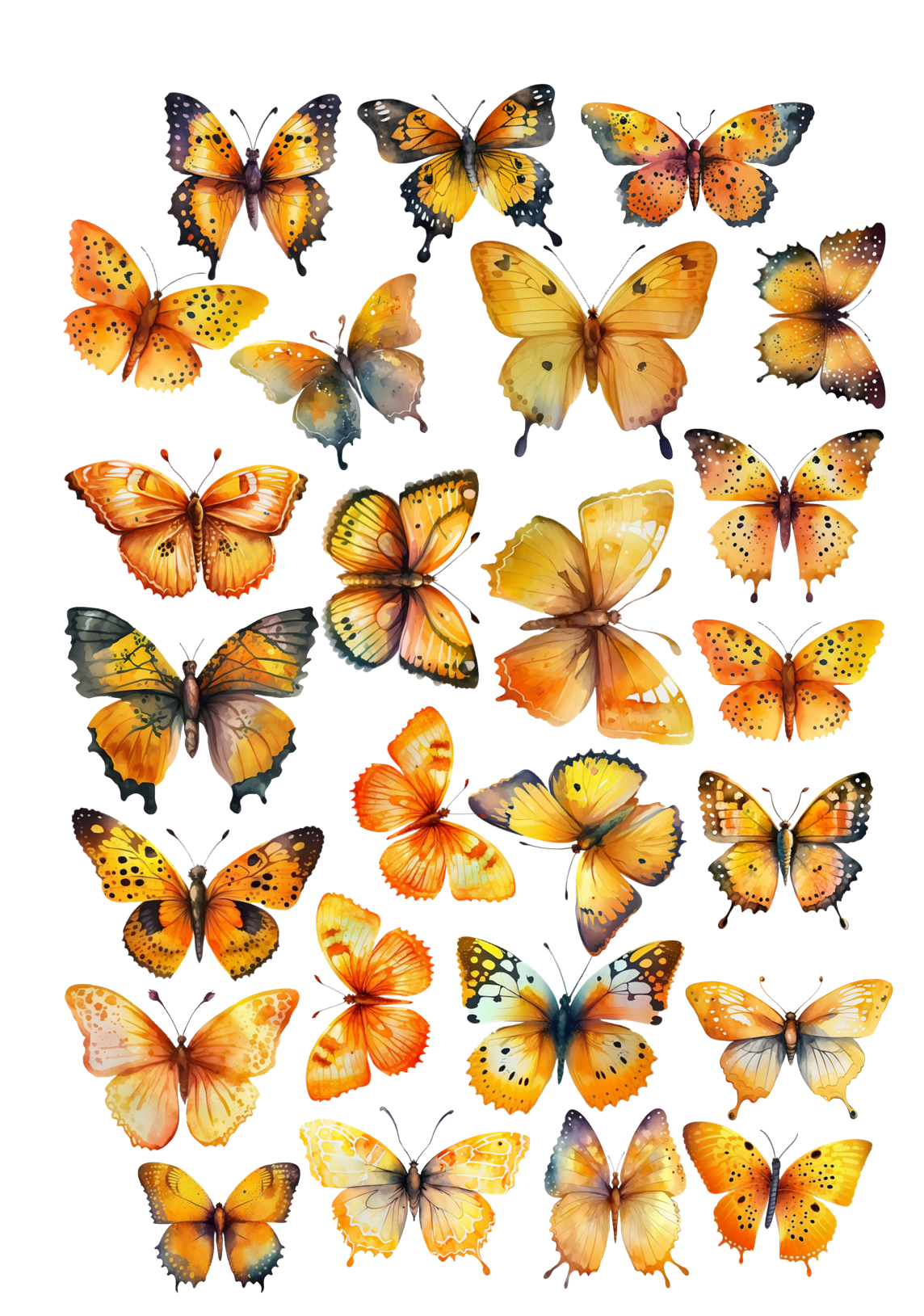 YELLOW BUTTERFLIES 24 PCE WAFER PAPER