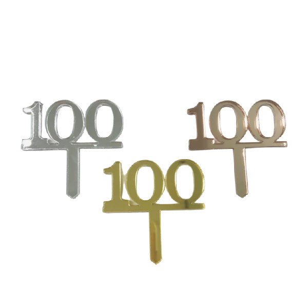 GOLD 100 Mirror Cupcake Pick