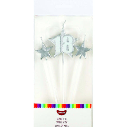 18 SILVER PICK STAR CANDLE SET