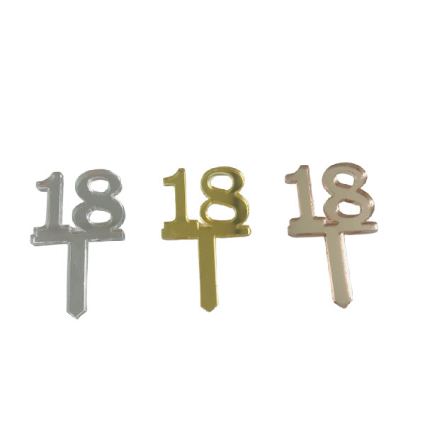 SILVER 18 Mirror Cupcake Pick