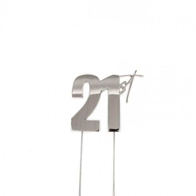 21st Silver Metal Cake Topper - Cake Decorating Central