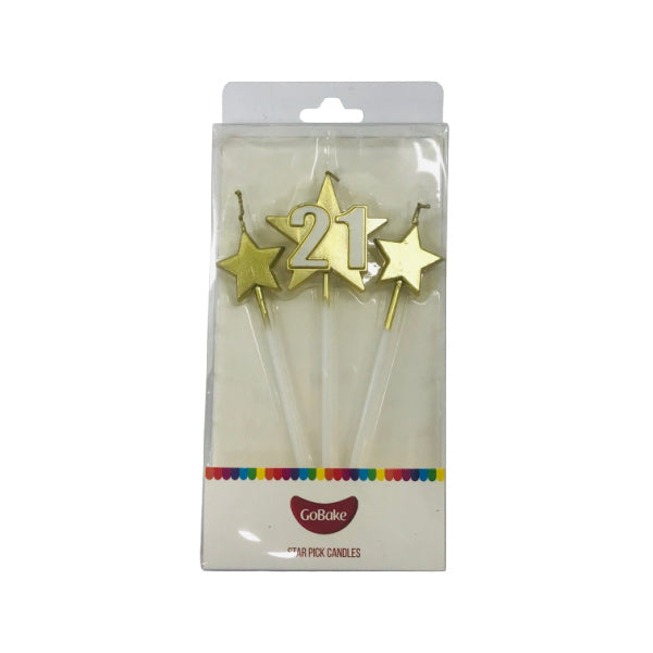 21 GOLD PICK STAR CANDLE SET