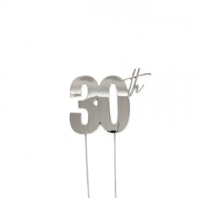 30th Silver Metal Cake Topper - Cake Decorating Central